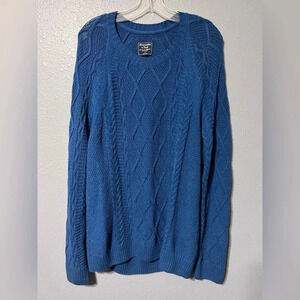 VTG Abercrombie & Fitch Sweater Blue Cable Knit Chunky Pullover Size Large EUC